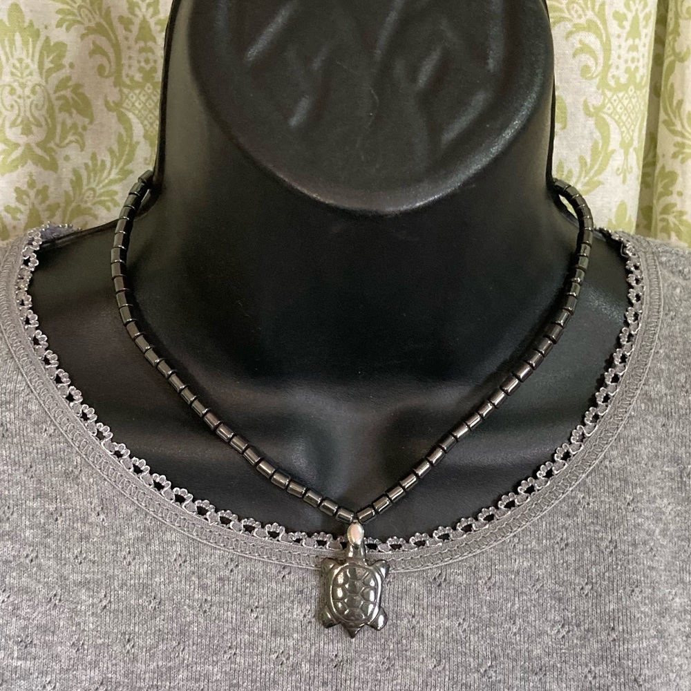 Host Pick Hematite Turtle Necklace - image 2